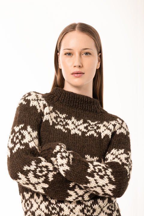 Annika brown and off-white sweater