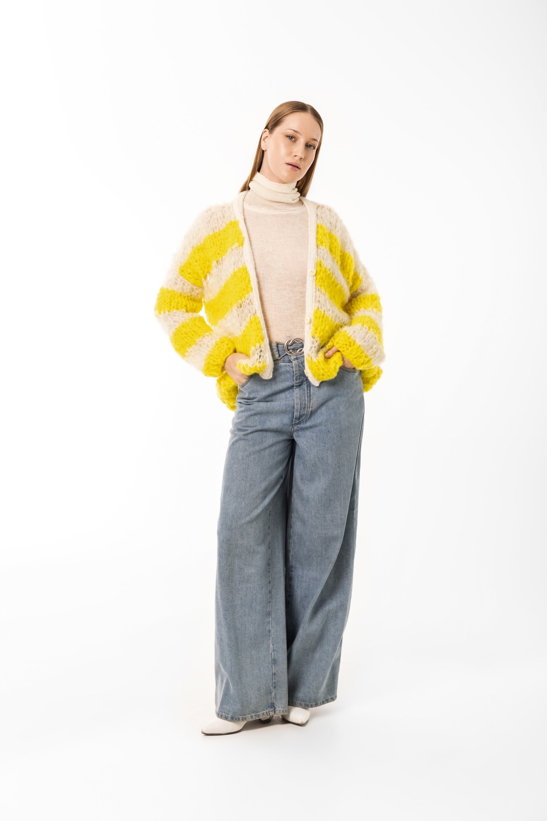 Gler off white and yellow cardigan