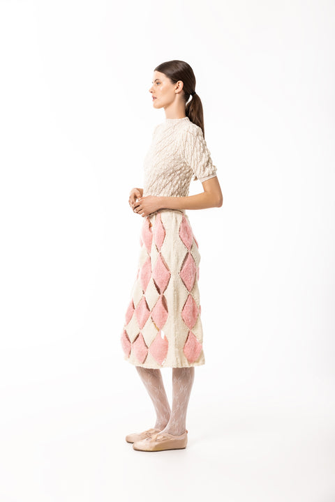 Rhinestone off white and rose skirt