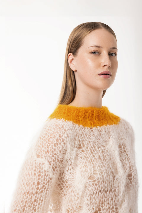 Snilda off white and orange sweater